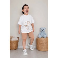 Belya Kids Wear Erkek Çocuk Oversize Tişört Alt 2 Iplik Şort Premium Kalite Belya Kids Dinazor Tasarım Alt Üst Takım