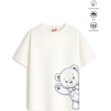 Belya Kids Wear Erkek Çocuk Oversize Kalıp Belya Kids Ayıcık Tasarım B9 Pamuklu Tişört