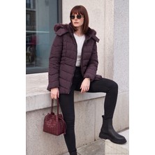 Lela Kapitoneli Slim Fit Çıkarılabilir Kapüşonlu Mont Kadın Mont 497MARA