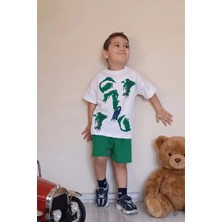 Belya Kids Wear Erkek Çocuk Üst Oversize Tişört Alt Şort Bly Karma Desen TASARIM17 Alt Üst Takım