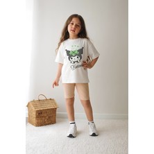 Belya Kids Wear Kız Çocuk Tam Kalıp Üst Oversize Altı Taytlı Kur TASARIM80 Alt Üst Takım