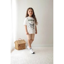 Belya Kids Wear Kız Çocuk Tam Kalıp Üst Oversize Altı Taytlı Kur TASARIM88 Alt Üst Takım