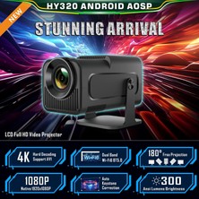 Str Store 1080P Mini Projektör Desteği Android 11.0 HY320 LED Projektör Wifi ve Bluetooth'lu Açık Taşınabilir Film Projektörü