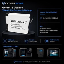 Str Store Gopro HERO13 Black ile Uyumlu 1850MAH Yüksek Kapasiteli Aksiyon Kamera Bataryası 3.89V 7.1WH Yedek Pil Uzun Süreli Çekim Destekli EF-GO1301 Kamera Pili | (GO1301)