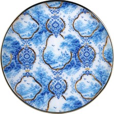 LuckyArt Lucky Art Blue Herıtage Dekoratıf Tepsı 36Cm