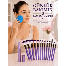 Str Store 12’li Makyaj Fırça Seti Kaş Düzeltme Cihazı ve Yüz Temizleme Cihazı 3’lü Kadın Güzellik ve Bakım Seti