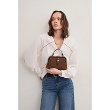 Shule Bags Botte Süet Vintage El ve Çapraz Çanta Acı Kahve