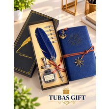 Tubas Gift Divit Tüylü Kalem Seti ve Özel Tasarım Pusula Defter Hediyeli