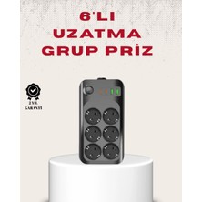 Hace Bazaar 6’lı Grup Priz Termal Korumalı USB Type-C Çoklu Priz 2 Metre Kablo -Hcb