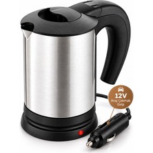 12V Araç Çakmak Girişli Paslanmaz Çelik Araç Içi Su Isıtıcı Seyahat Tipi Kettle - Lisinya