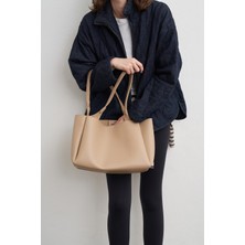 Shule Bags Maksi Tote Çanta Bej