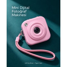 1. Cep Boy Pembe Dijital Fotoğraf Makinesi 2,01 Inç Ekran ve Type C Şarj - Lisinya