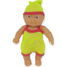 Melonika 20 cm Sevimli Et Bebek - Çıkarılabilir Neon Kıyafetli Gerçekçi Oyuncak Bebek   - Sarı - Kırm