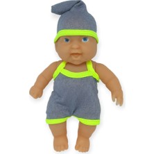 Melonika 20 cm Sevimli Et Bebek - Çıkarılabilir Neon Kıyafetli Gerçekçi Oyuncak Bebek   - Gri - Sarı