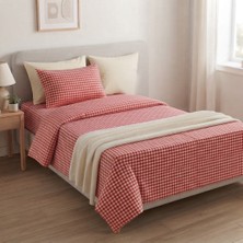 Erca Home Tekstil Ürünleri Pamuklu Ranforce  Kumaş Tek Kişilik Nevresim Takımı / 160X200 Kırmızı Puantiye