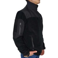 Silyon Askeri Giyim Erkek Siyah Askeri Taktik Polar Mont Softshell Omuz Detaylı Fermuarlı Outdoor Ceket