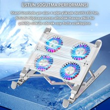 Str Store LED Işıklı Yükseklik Ayarlı Katlanabilir 4 Fanlı Notebook Laptop Soğutucu Turbo Fan Laptop Standı