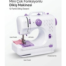 Str Store 12 Farklı Dikiş Desenli Mini Dikiş Makinesi Ayak Pedallı LED Işıklı Ev Tipi Kullanım