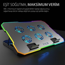 Str Store INC-618GMS 6 Fanlı Rgb Laptop Soğutucu Stand 9-17” | 2400 Rpm 10 LED Mod 5 Kademe Yükseklik Ayarlı