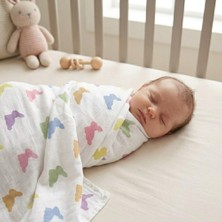 Str Store % 100 Pamuk Müslin Bebek Örtüsü - Rainbow Lapin 70X70 cm MUSLIN-RAL-007070