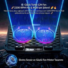 Str Store Odin Rgb Işıklı Gaming 2200RPM Çift Fan LED Display Laptop Notebook Soğutucu Stand