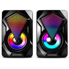 Str Store E-1046 Bilgisayar Hoparlörü LED Işıklı Rgb Laptop Pc Uyumlu 1+1 Speaker