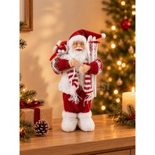 Parti Adresi Yılbaşı Dekoru Kayaklı Noel Baba 30 cm – Kırmızı Beyaz Dekoratif Figür