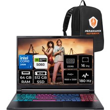 Acer Nitro V 16S Intel Core 7 240H Rtx 5060 8gb 85W 64GB Ram 512GB SSD 16" Wuxga (1920X1200) 180Hz Freedos NH.U28EY.001P338 Gaming Laptop + Per4 Çanta