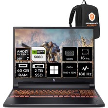 Acer Nitro V 16 Aı Amd Ryzen 7 260 Rtx 5060 8gb 95W 40GB Ram 2tb SSD 16" Wuxga (1920X1200) 180Hz WIN11 Pro NH.U1GEY.003P328 Gaming Laptop + Per4 Çanta