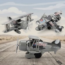 Die-Cast Çek-Bırak Uçak 15 cm Oyuncak - Gri (Lisinya)