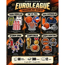 Ceres Studio Euroleague Takım Formaları ve Basketbol Sticker Seti - Defter, Ajanda ve Hediye Süsleme Etiketleri