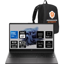 Hp 250R G10 Intel Core 7 150U 48GB Ram 512GB SSD 15.6" Full Hd (1920X1080) Freedos D63QMETP332 Taşınabilir Bilgisayar + Per4 Çanta