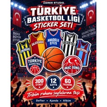Ceres Studio Türkiye Basketbol Ligi Takım Formaları ve Basketbol Sticker Seti - Defter, Ajanda ve Hediye Süsleme Etiketleri
