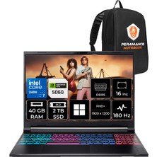 Acer Nitro V 16S Intel Core 7 240H Rtx 5060 8gb 85W 40GB Ram 2tb SSD 16" Wuxga (1920X1200) 180Hz WIN11 Pro NH.U28EY.001P328 Gaming Laptop + Per4 Çanta