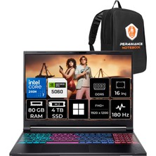 Acer Nitro V 16S Intel Core 7 240H Rtx 5060 8gb 85W 80GB Ram 4tb SSD 16" Wuxga (1920X1200) 180Hz WIN11 Home NH.U28EY.001P347 Gaming Laptop + Per4 Çanta