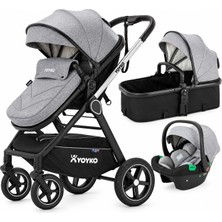 Yoyko Crown I-Size Travel Sistem Bebek Arabası 3 In 1 Gri Silver