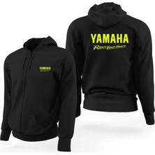 Z zepplin Yamaha Revs Your Heart Text Logo Siyah Fermuarlı Limited Edition Kapşonlu Sweatshirt