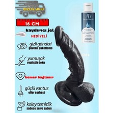 Aşkın Deposu Deromeya Health Gerçekçi 2 G.noktası Siyahi Dildo 16 cm Gerçekçi Et Dokusunda Damarlı ve Vantuzlu Kaliteli Yumuşak Süper Silikon Realistik Dildo Süper 1* 50 ml Jel Hediyeli