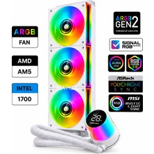 Gametech Beyaz AHD360MM Argb Halojen Isı Dereceli Sıvı Soğutma