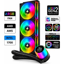 Gametech Siyah Ahd360mm Halojen Isı Dereceli Sıvı Soğutma Amd/intel Aynalı Fan Argb