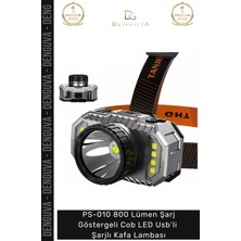 Denguva #kafalambası Güçlü Kamp Avcı Işığı PS010 800 Lümen Şarj Göstergeli Cob LED Usb'li Şarjlı Kafa Lambası