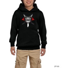 Z zepplin Kedi Cat Vampire Siyah Çocuk Kapşonlu Sweatshirt