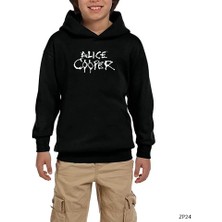 Z zepplin Alice Cooper Logo Siyah Çocuk Kapşonlu Sweatshirt