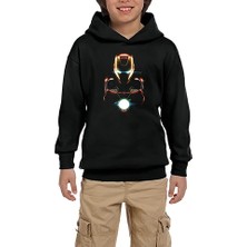 Z zepplin Iron Man Armor Siyah Çocuk Kapşonlu Sweatshirt