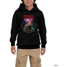 Z zepplin Stranger Things Season 3 Siyah Çocuk Kapşonlu Sweatshirt