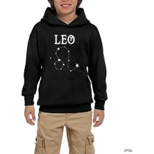 Z zepplin Aslan Burcu Yıldız Haritası Siyah Çocuk Kapşonlu Sweatshirt