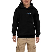 Z zepplin Bmw New Logo Motorsports Siyah Çocuk Kapşonlu Sweatshirt