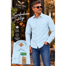 Eren Style Organik Pamuklu Uzun Kollu Tek Cepli Klasik  Koton Gömlek( Regular Kalıp)