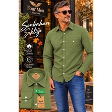 Eren Style Organik Pamuklu Uzun Kollu Tek Cepli Klasik  Koton Gömlek( Regular Kalıp)