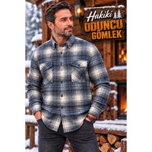 Eren Style Kışlık Pamuklu Kapaklı Cepli Düğmeli Yaka Hakiki Oduncu Gömlek (Regular Kalıp)